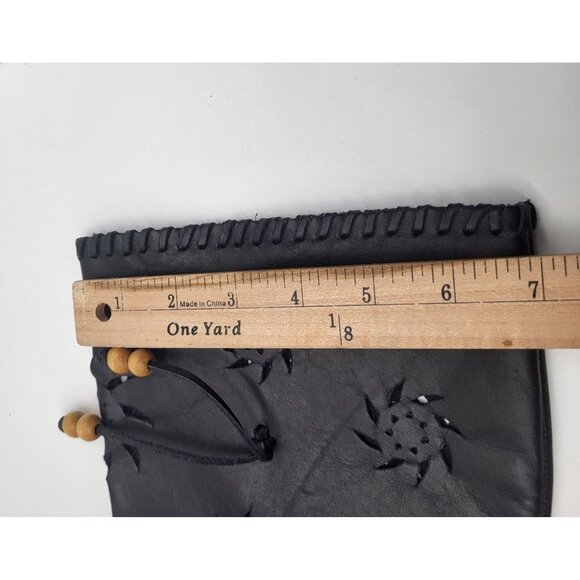 STEVE MADDEN SZ 7 Black Leather Moccasin Cutout Boots Festival Southwest Boho - Picture 12 of 13